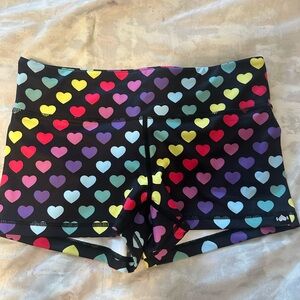 Colorful Heart Patterned Women's Athletic Shorts
